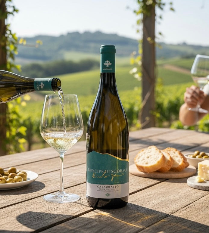 Bottiglia di vino bianco Principe di Scorace Catarratto